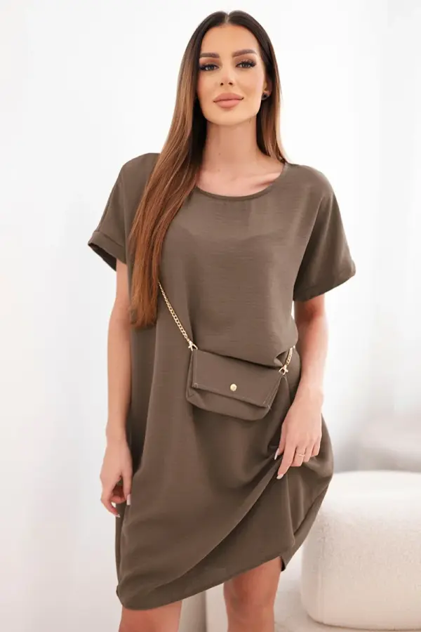 Kesi Włoski Ženska obleka s kratkimi rokavi in ​​torbico Kesi Włoski