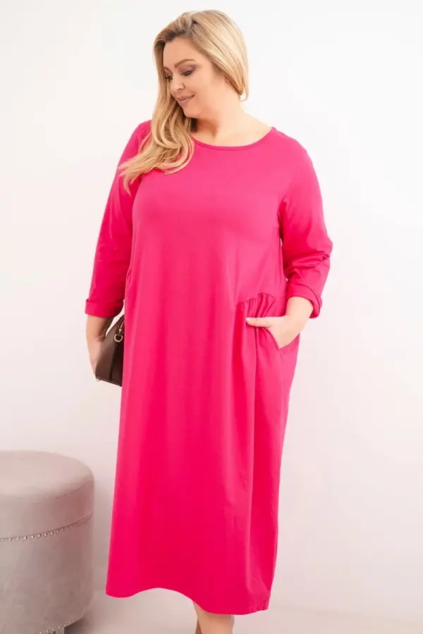 Kesi Włoski Ženska obleka z dolgimi rokavi Kesi Plus Size