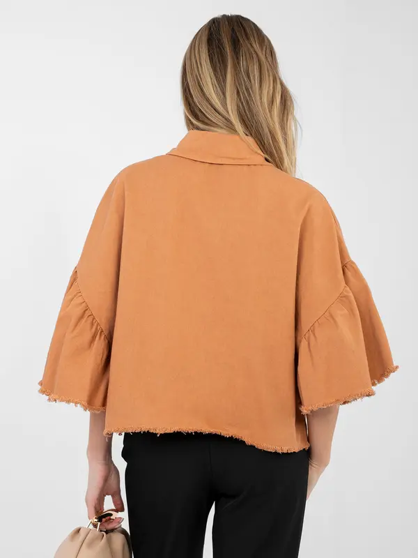RUE PARIS Ženska oranžna jakna z volančki