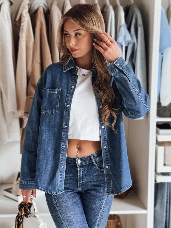 DStreet Ženska oversized jeans srajca, modra