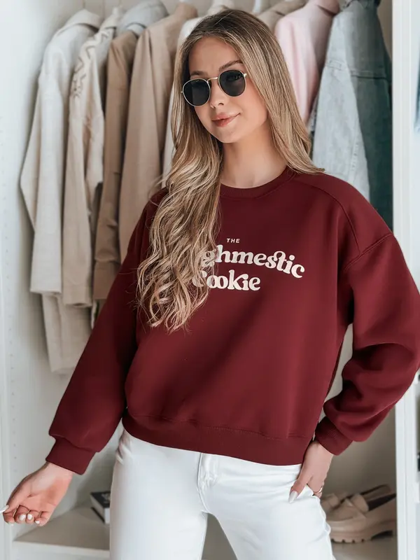 DStreet Ženska oversized jopa s kapuco COOKIES bordo