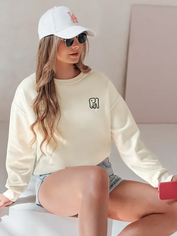 DStreet Ženska oversized jopa z vezenjem SOFTSLON ecru