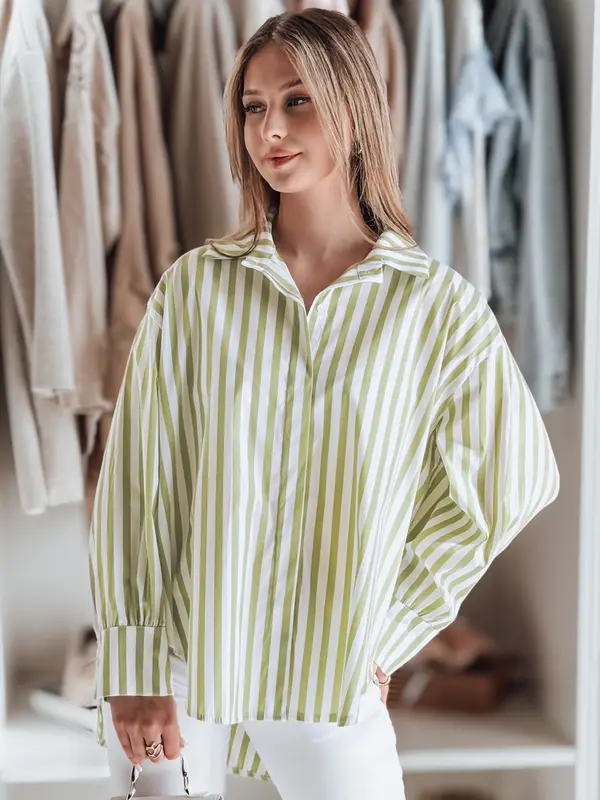 DStreet Ženska oversized majica v zeleno-belih črtah