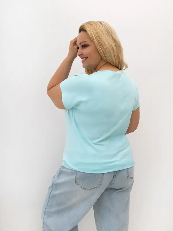 RELEVANCE Ženska plus size majica z napisom v barvi mint
