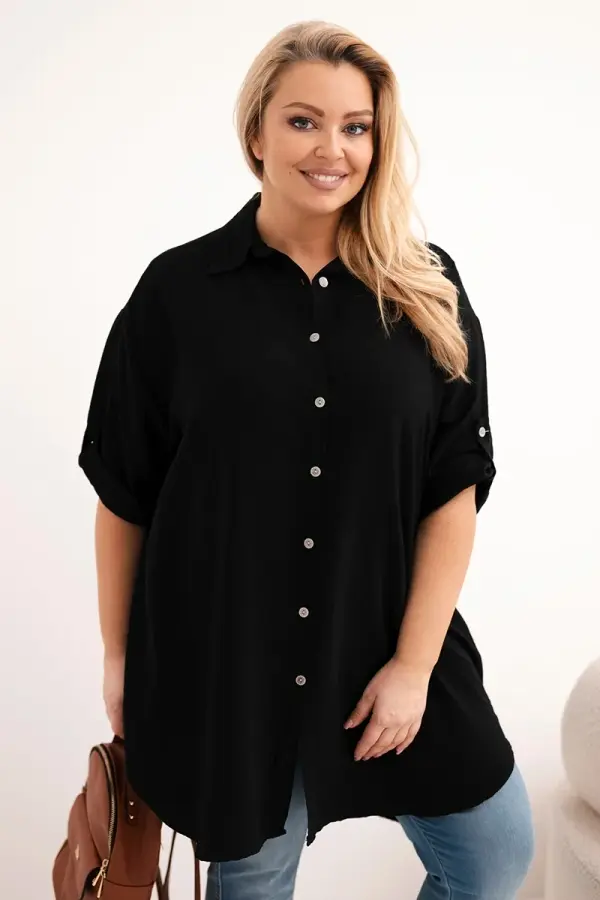 Kesi Włoski Ženska plus size viskozna majica s podaljšanim hrbtom