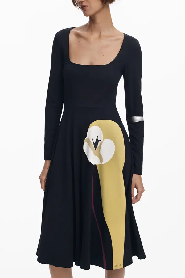 DESIGUAL Ženska potiskana midi obleka