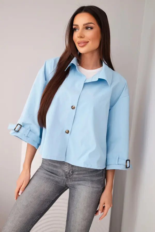 Kesi Włoski Ženska prehodna jakna Kesi Włoski z ovratnikom modre barve