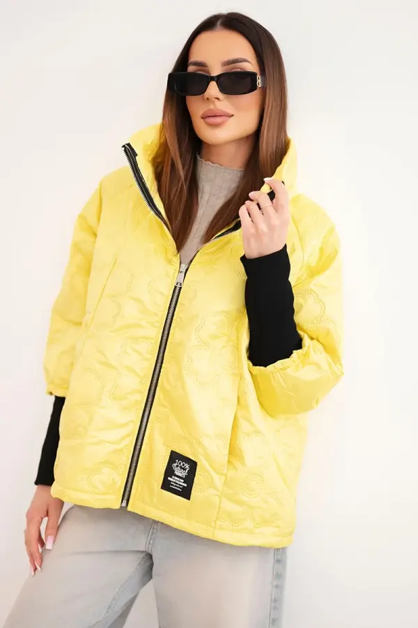 Kesi Włoski Ženska prešita jakna Kesi z zadrgo, rumena