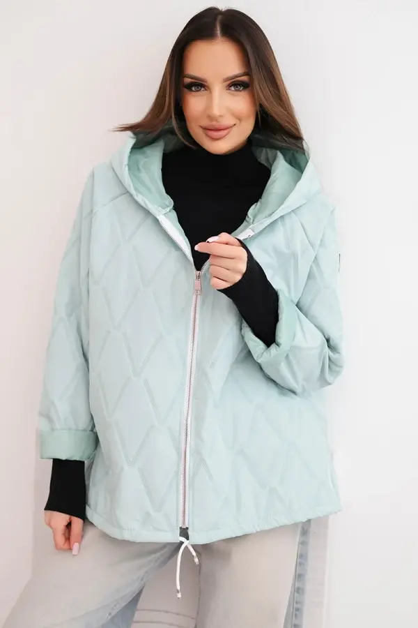 Kesi Włoski Ženska prešita jakna s kapuco, svetlo metina