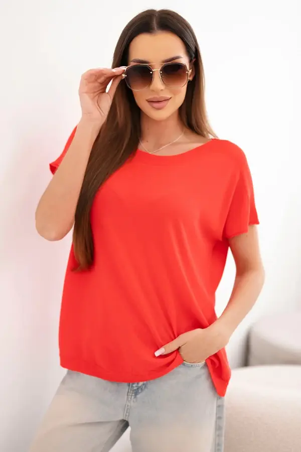 Kesi Włoski Ženska prevelika bluza iz viskoze s kratkimi rokavi