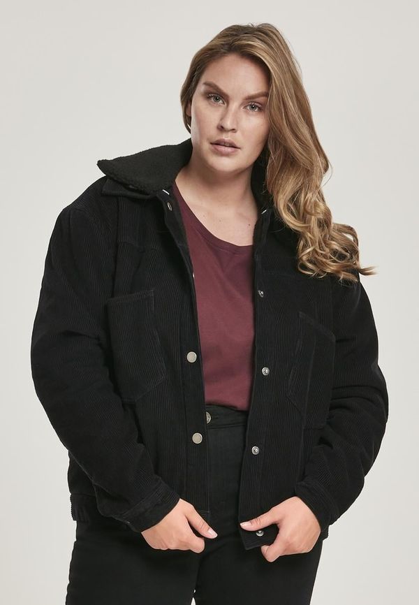 UC Ladies Ženska prevelika jakna Corduroy Sherpa črna / črna