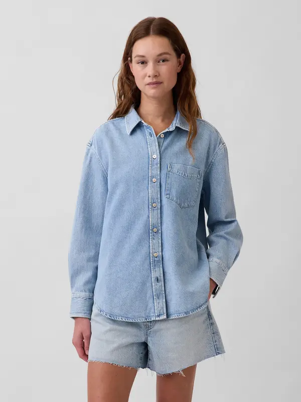 GAP Ženska prevelika jeans srajca GAP