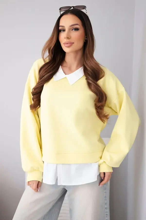 Kesi Włoski Ženska pulover Kesi z vstavkom v stilu srajce, rumene barve