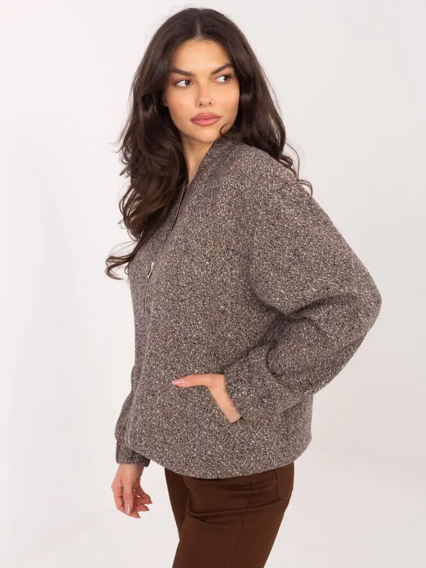 LAKERTA Ženska pulover z zadrgo v temno bež barvi