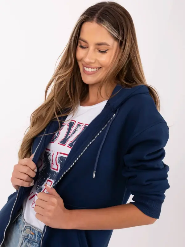 Calimera Ženska pulover z zadrgo v temno modri barvi