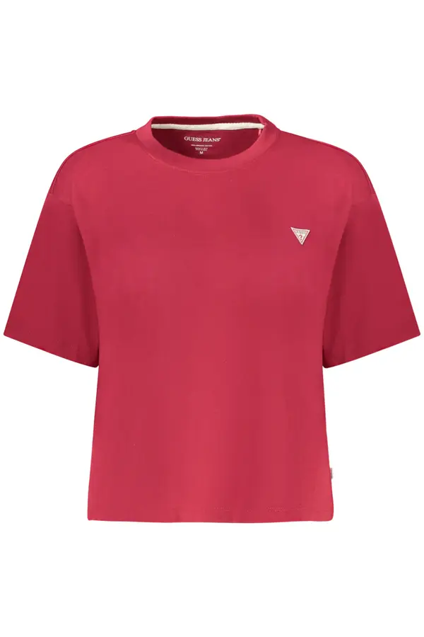 GUESS JEANS Ženska rdeča majica s kratkimi rokavi