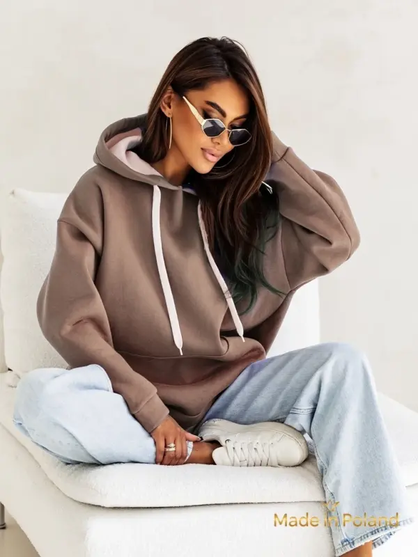 Resti Ženska rjava jopa z dolgimi rokavi 'Kapuśniak Leonida'