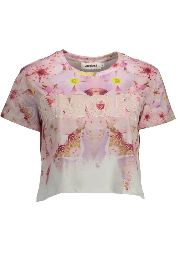 DESIGUAL Ženska roza majica s kratkimi rokavi Desigual