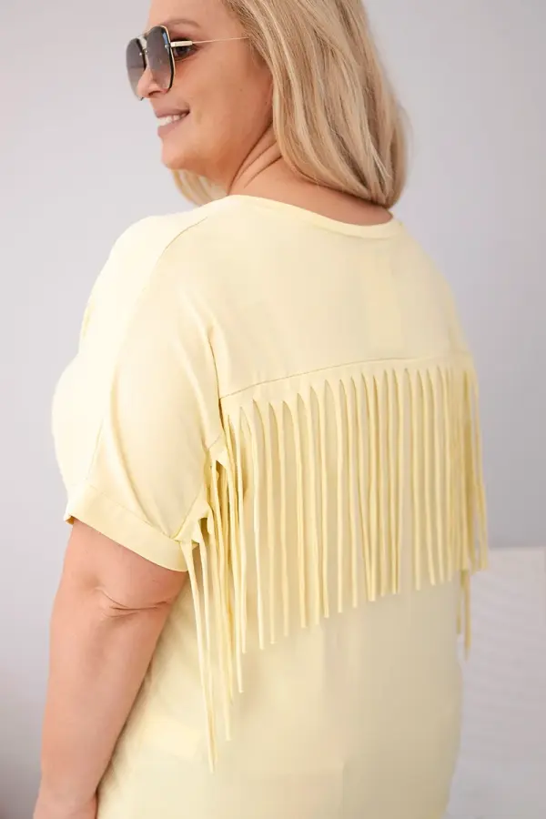 Kesi Włoski Ženska rumena bombažna bluza z okrasnimi resicami