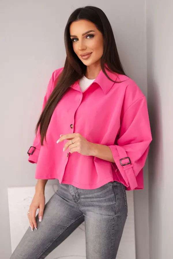 Kesi Włoski Ženska spomladanska bombažna jakna z gumbi in ovratnikom