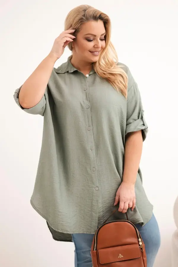 Kesi Włoski Ženska srajca Kesi Włoski Plus Size s podaljšanim hrbtom