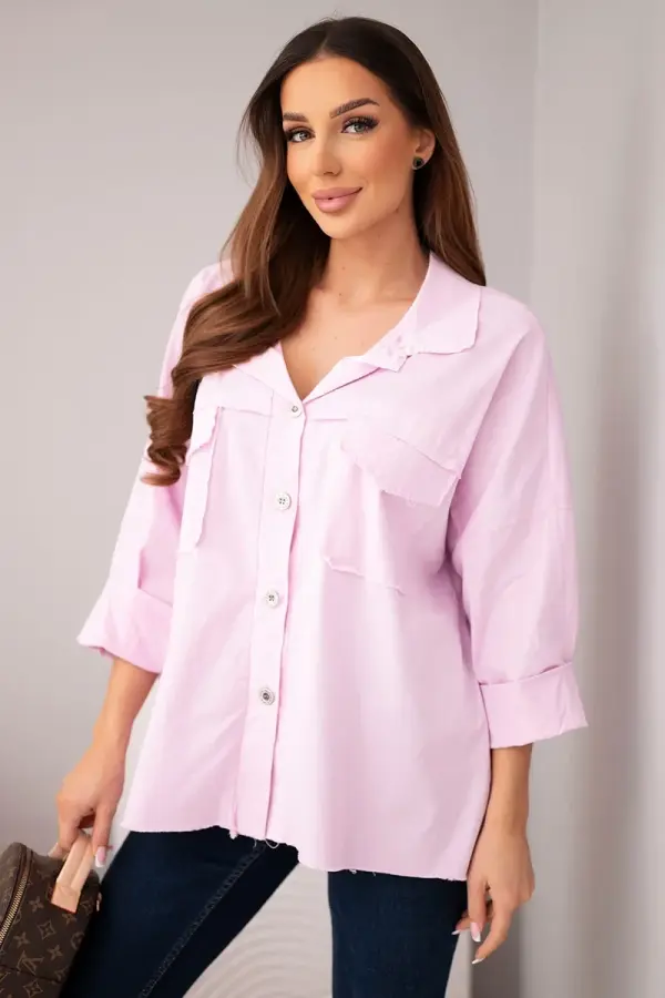 Kesi Włoski Ženska srajca Kesi Włoski z žepi svetlo vijolična