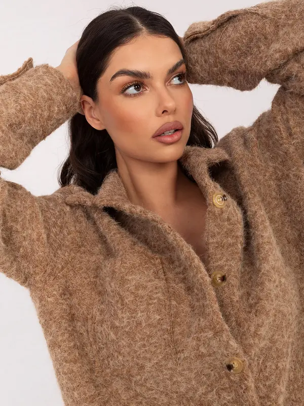 RUE PARIS Ženska srajčna jakna v kamel barvi