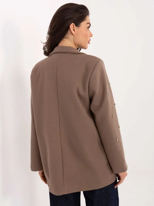 Italy Moda Ženska temno bež jakna z biseri