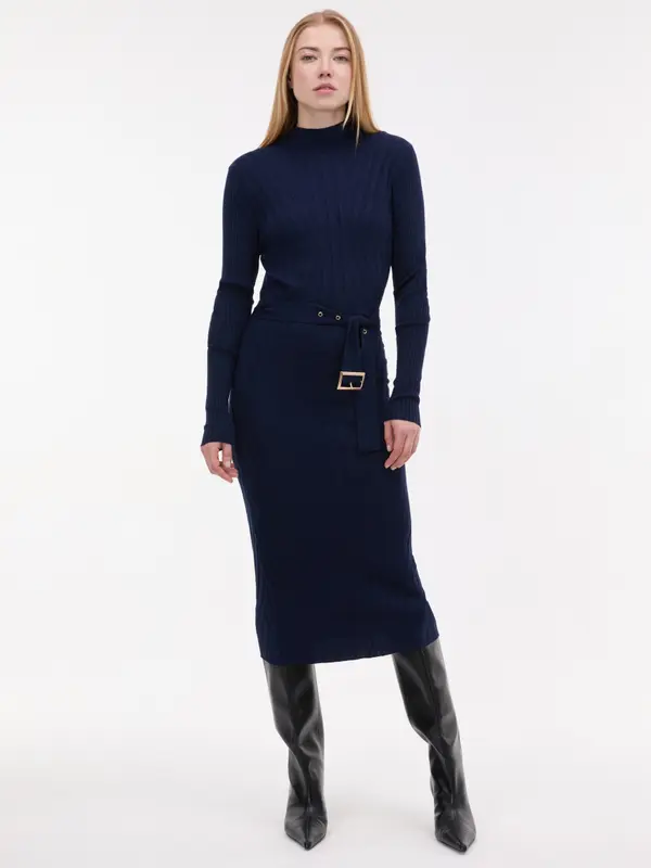 Orsay Ženska temno modra midi obleka s pasom
