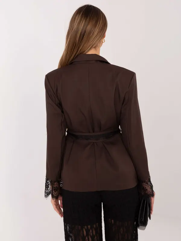 Italy Moda Ženska temno rjava jakna s čipko
