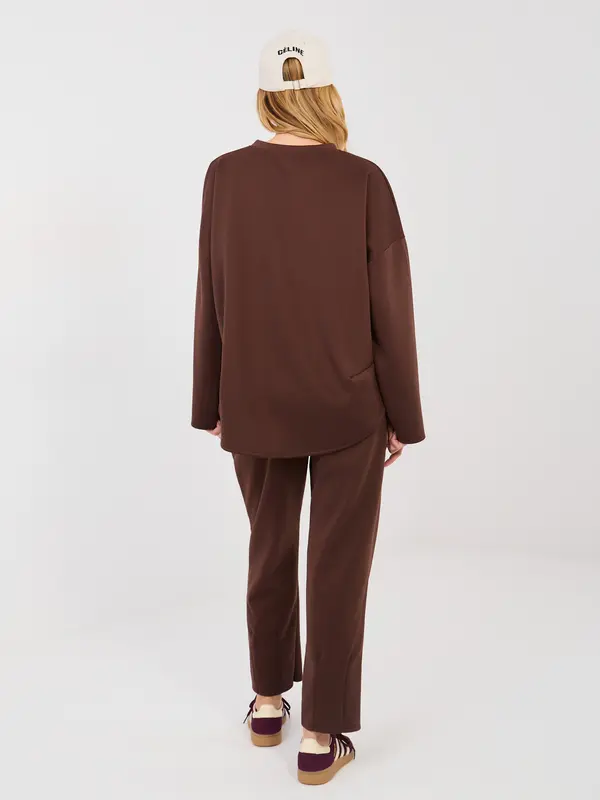 RUE PARIS Ženska trenirka v temno rjavi barvi