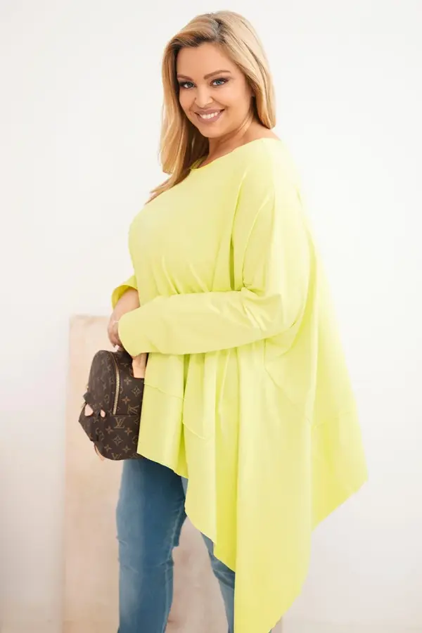 Kesi Włoski Ženska tunika za večje velikosti z asimetričnim robom