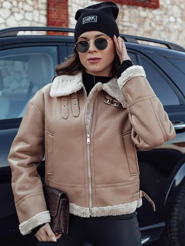 DStreet Ženska usnjena jakna SHEREB kaki