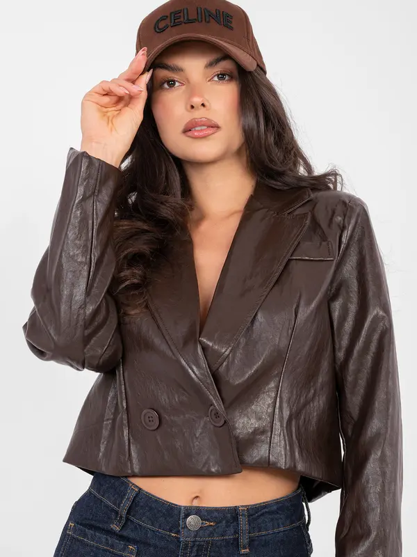 RUE PARIS Ženska usnjena jakna, temno rjava