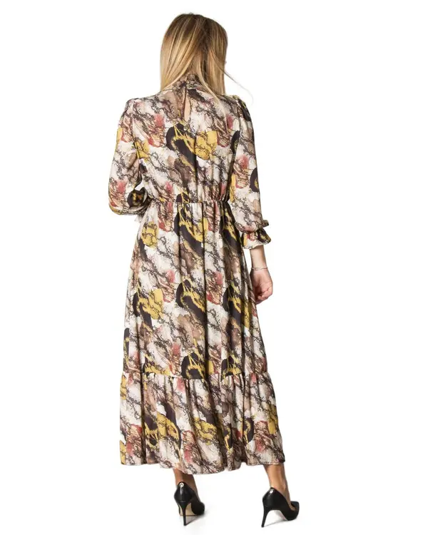 Ak Ženska vzorčasta maksi obleka