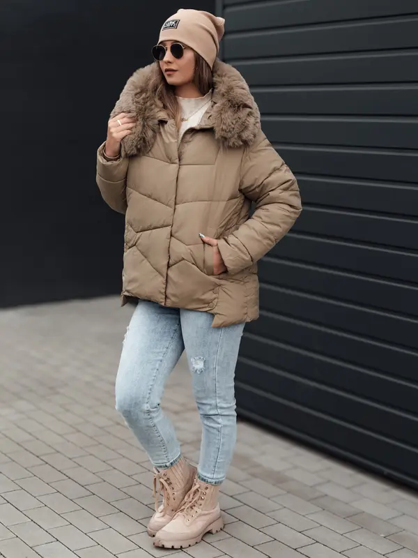 DStreet Ženska zimska jakna FIXMIX s kapuco, bež