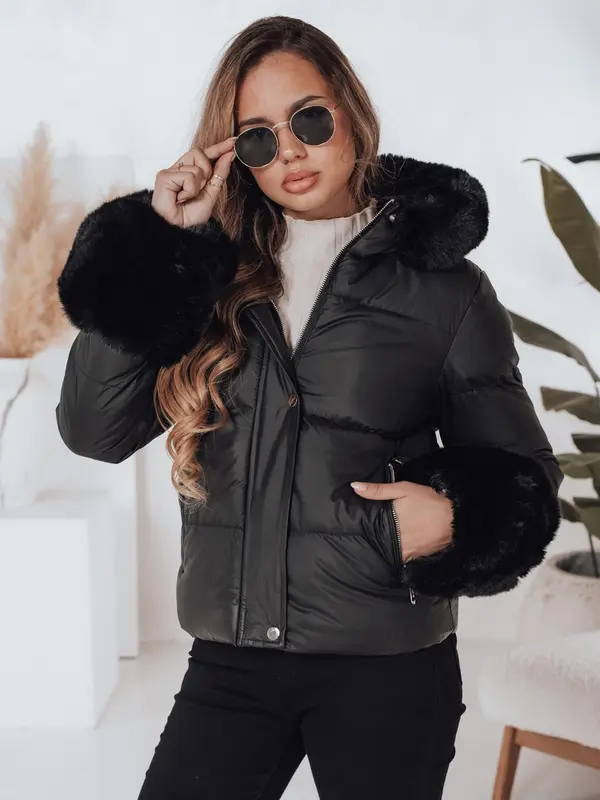 DStreet Ženska zimska jakna YOUWARM s črnim krznom