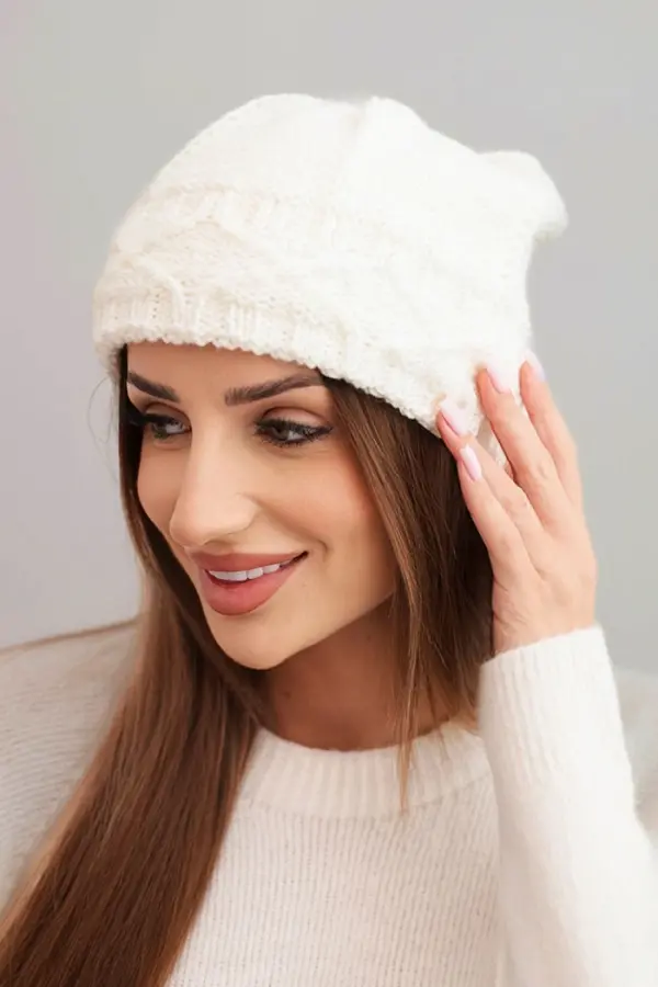 Kesi Ženska zimska kapa Kesi K481 ecru