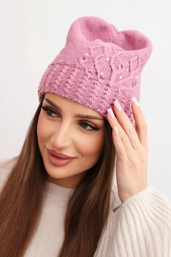 Kesi Ženska zimska kapa Kesi s cofki, vijolična
