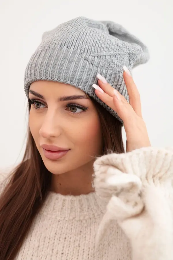 Kesi Ženska zimska kapa Kesi z nežnim vzorcem K379 siva