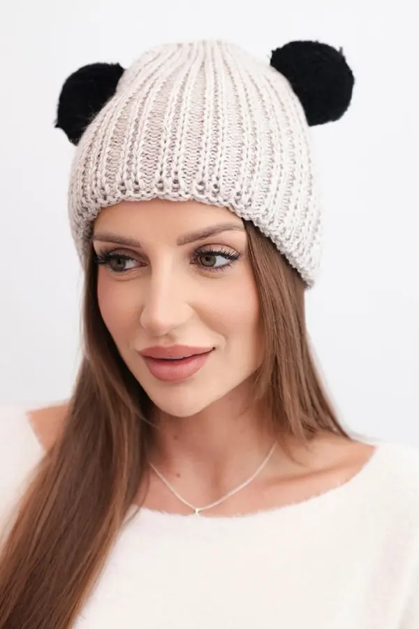 Kesi Ženska zimska kapa s cofki Kesi K433 bež