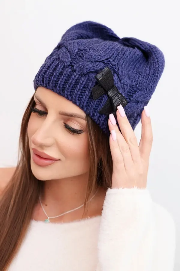 Kesi Ženska zimska kapa z okrasno pentljo K438