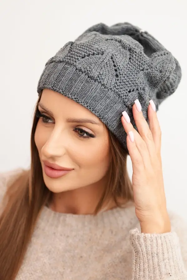 Kesi Ženska zimska kapa z volno K432 grafitna