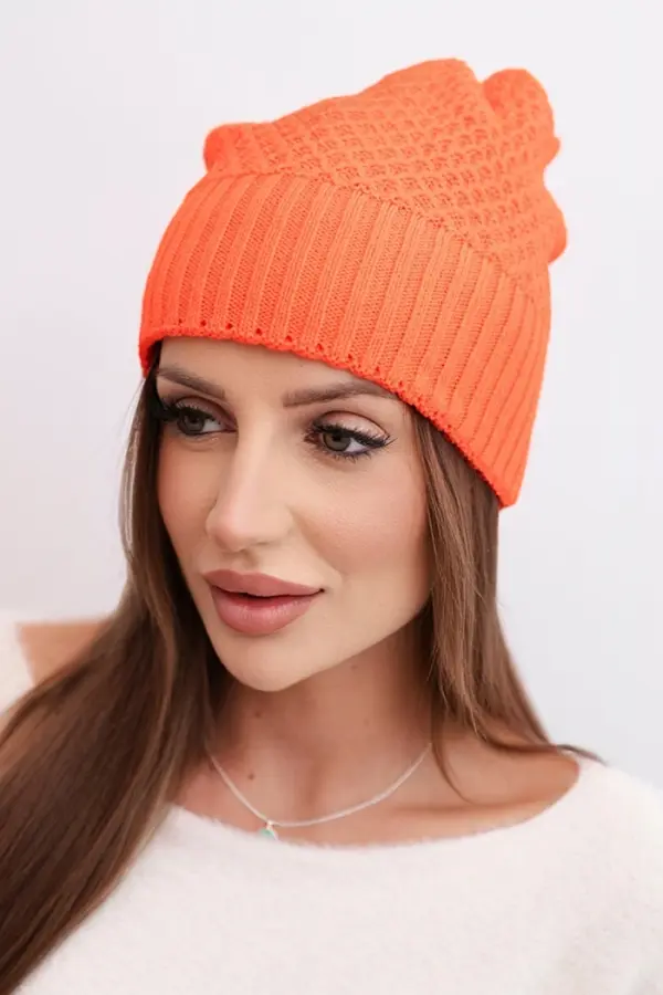 Kesi Ženska zimska volnena kapa Kesi K426 oranžna