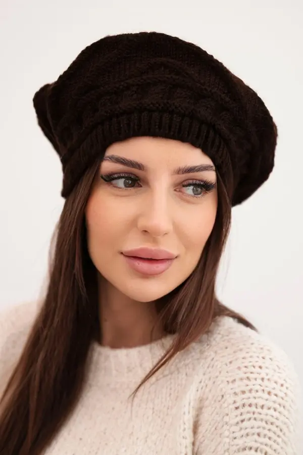 Kesi Ženska zimska volnena kapa Kesi z okrasnim vzorcem