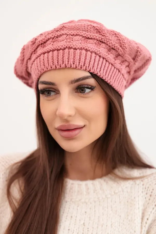 Kesi Ženska zimska volnena kapa ohlapnega kroja, temno roza