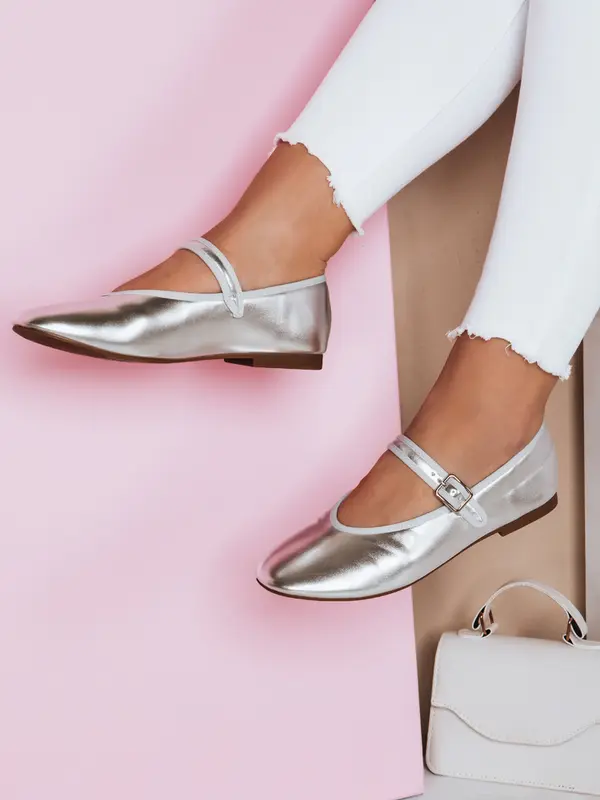 DStreet Ženske balerinke ELLICAN srebrne