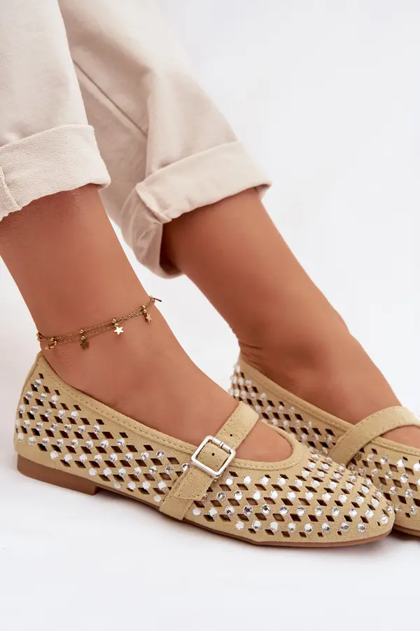 Boto Ženske balerinke s kristali in paščkom