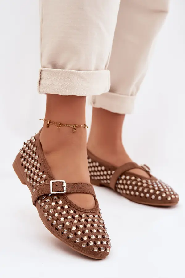 Boto Ženske balerinke z okrasnimi kamni in trakom