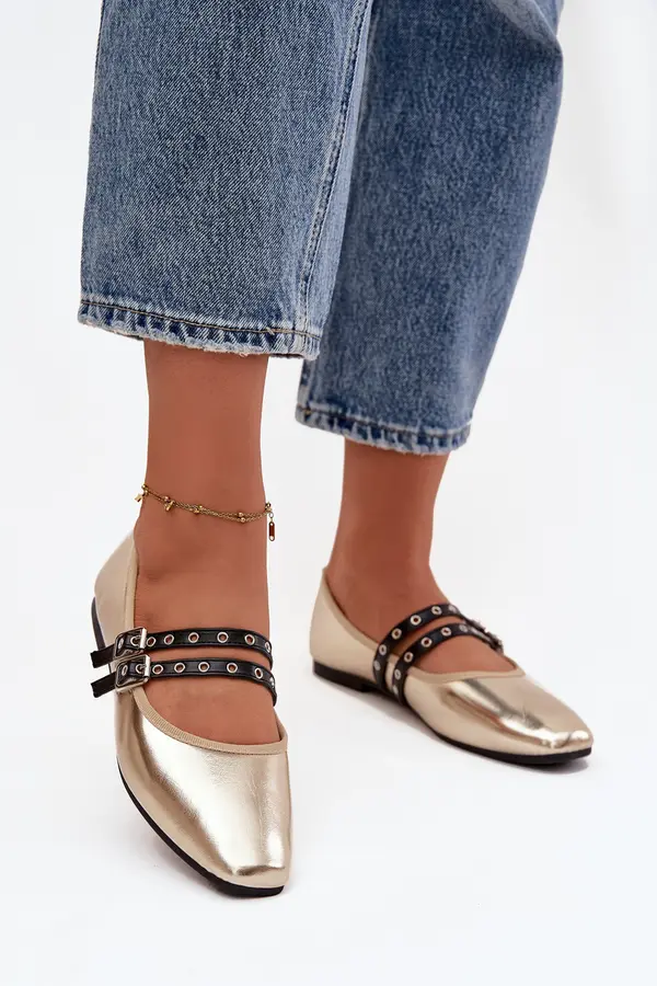 Boto Ženske balerinke z zlatimi paščki Deliora